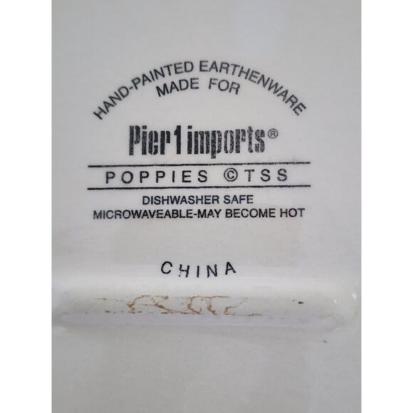 PLATTER-PIER 1 IMPORTS-"Poppies"-Square 10.5" x 10.5"-Earthenware-Hand Painted - Picture 5 of 9